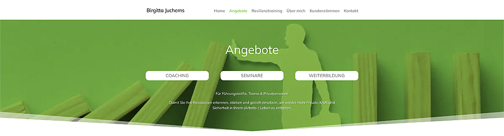 Aufbau einer Website - Angebotsheader
