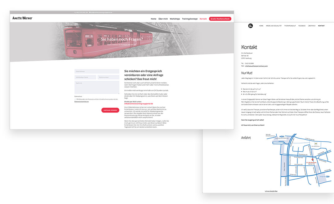 Aufbau einer Website Designbeispiele Kontaktseite