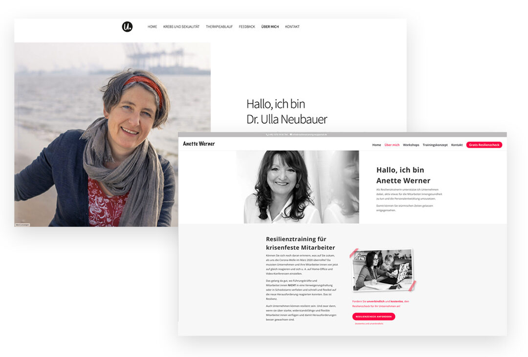 Aufbau einer Website Beispiele für Über mich Seite